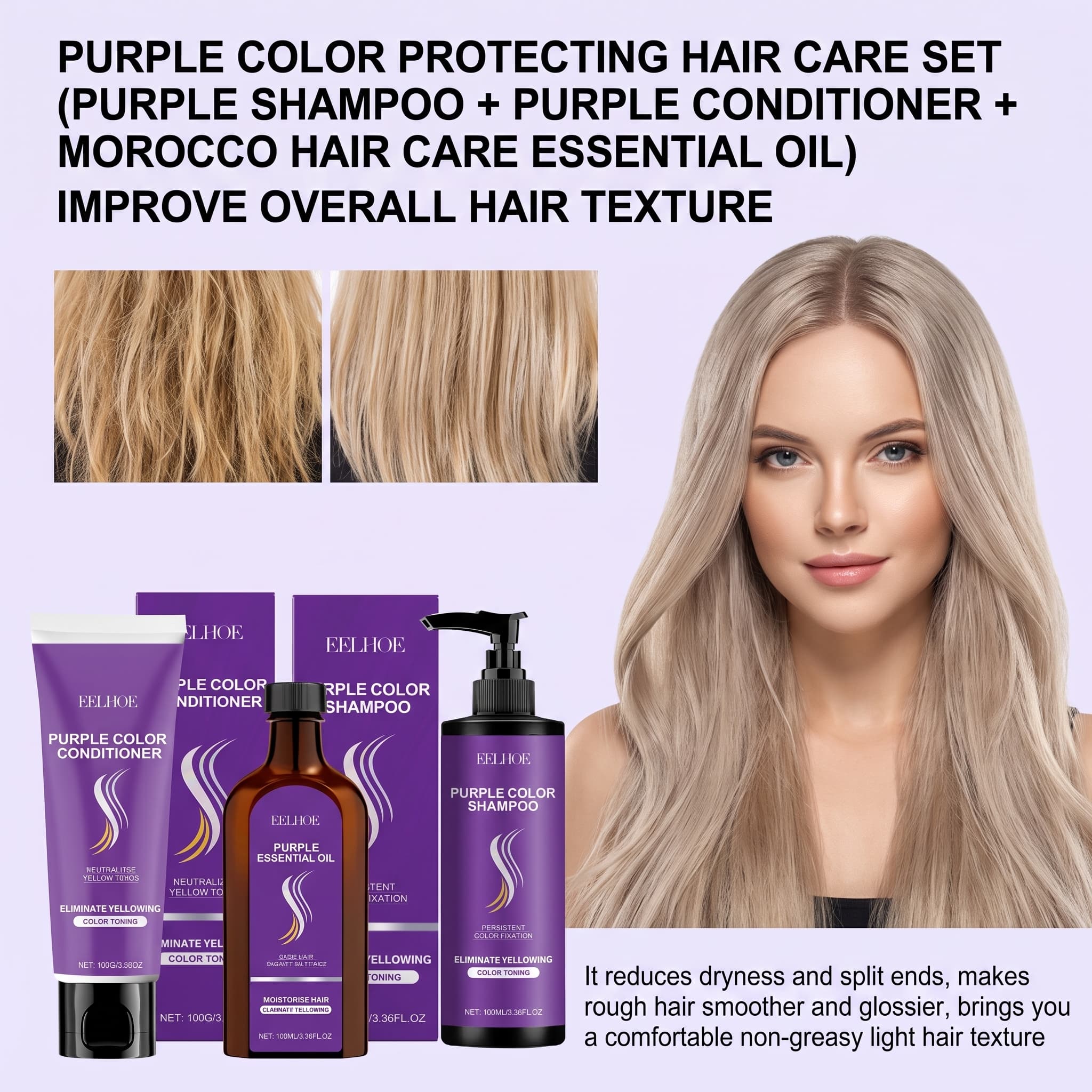 Purple Shampoo Set With Condit - đánh giá và giá Hair Care Hair Serum