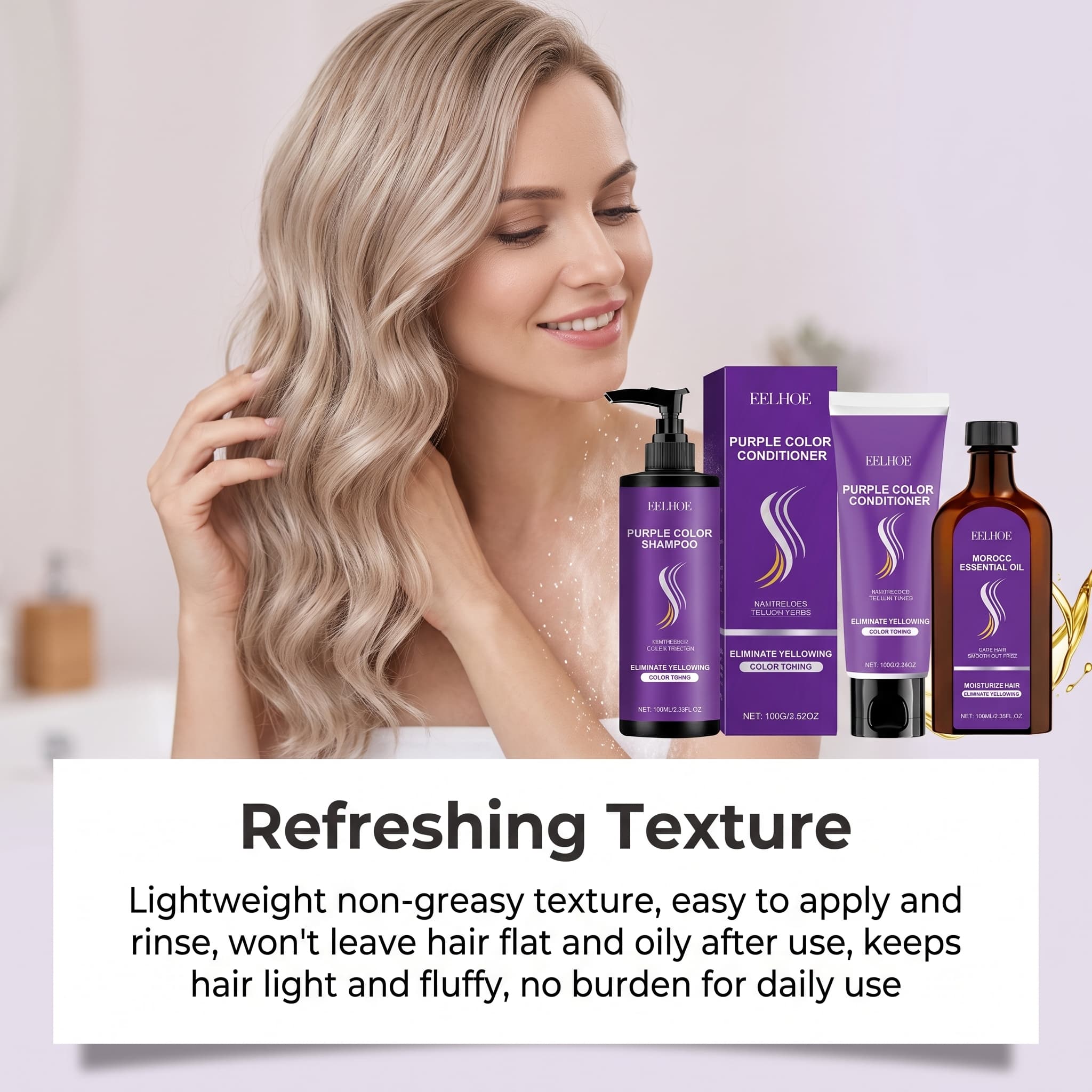 Purple Shampoo Set With Condit - đánh giá và giá Hair Care Hair Serum