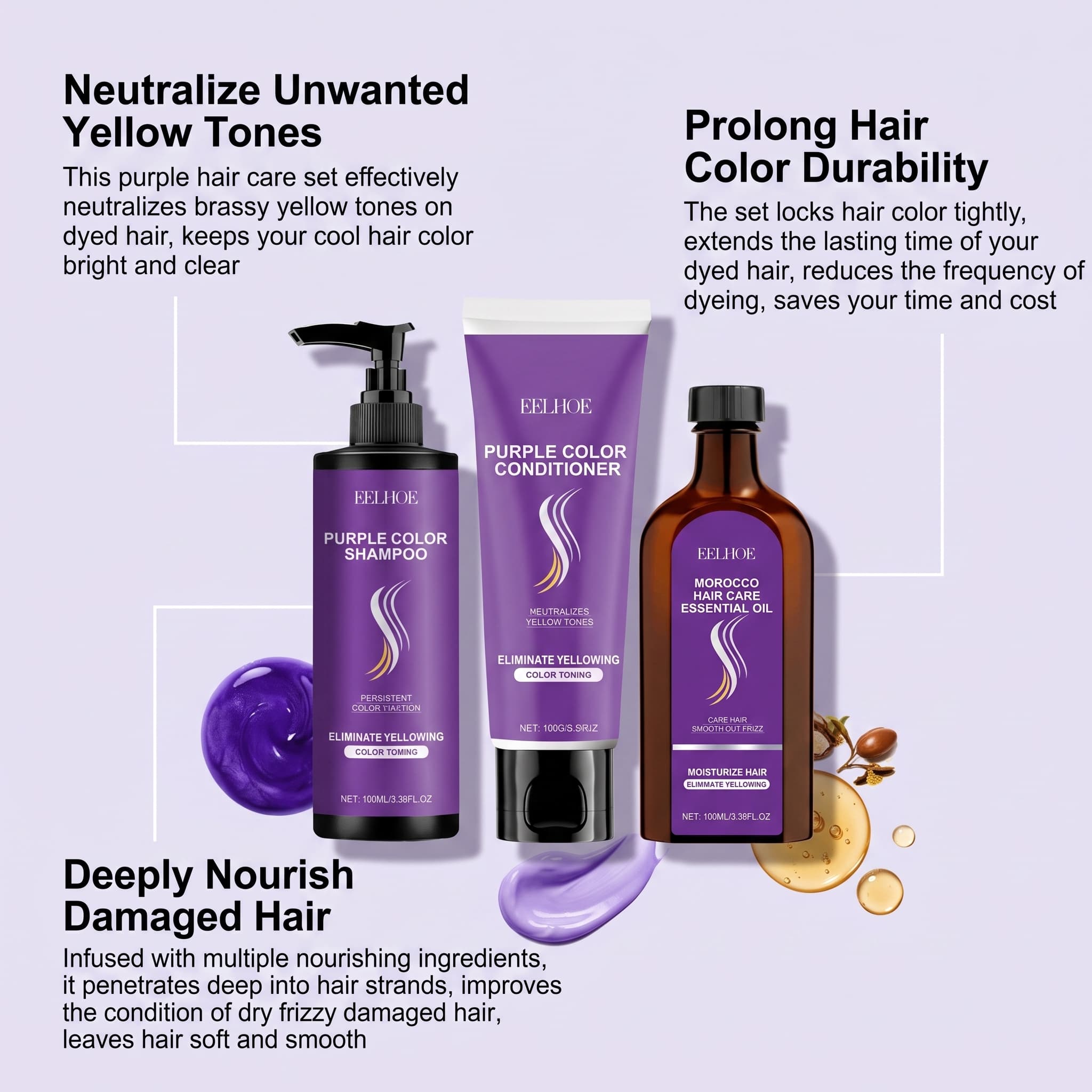Purple Shampoo Set With Condit - đánh giá và giá Hair Care Hair Serum