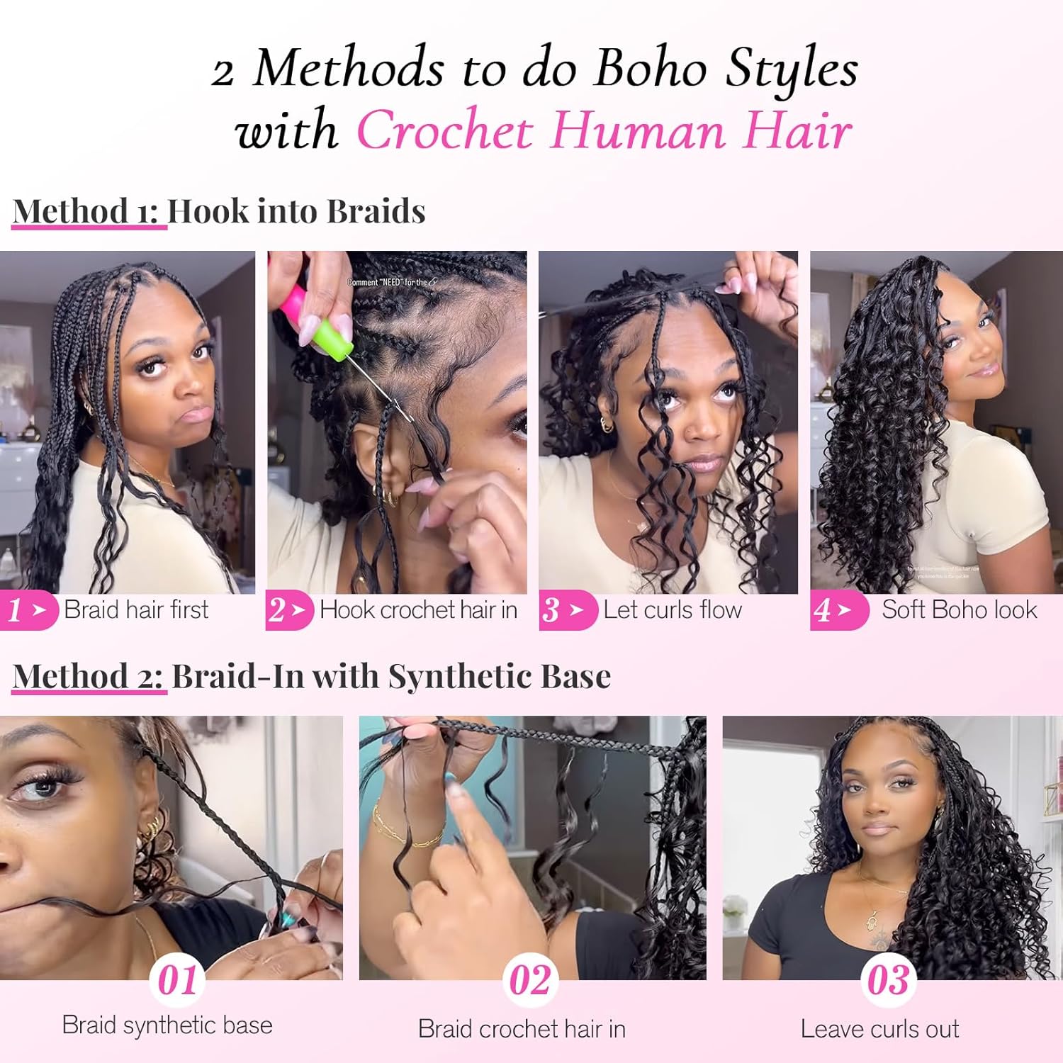 Crochet Human Hair Lightweight - đánh giá và giá Hair Care Curly Hair